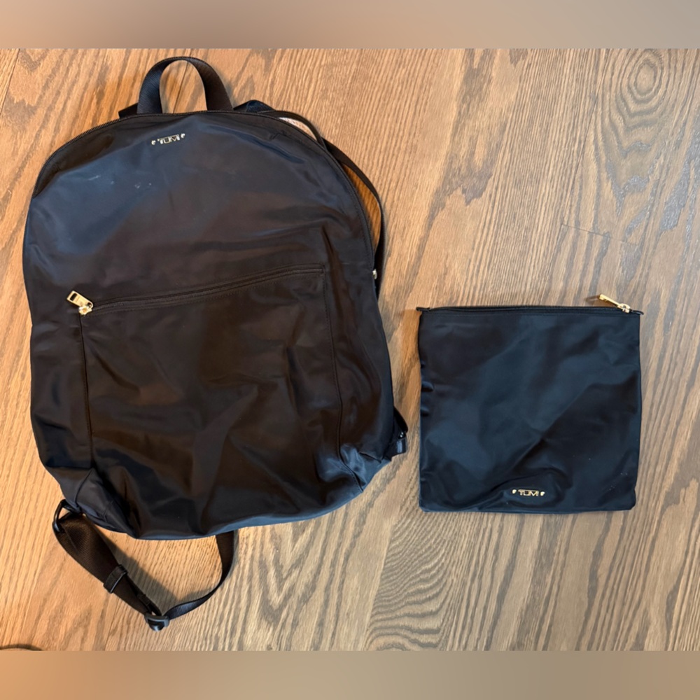 TUMI - Just In Case Foldable Backpack - Black with Gold Hardware - Picture 9 of 9